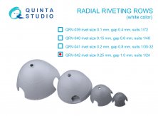 Radial riveting rows, White color rivet size 0.25 mm, gap 1.0 mm